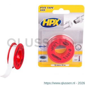 HPX PTFE gasafdichtingstape blister wit 12 mm x 12 m PT0012
