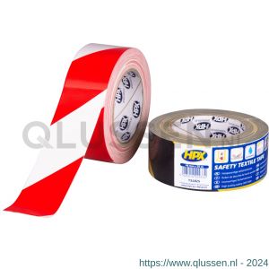 HPX Safety textile markeringstape wit-rood 48 mm x 25 m RS4825