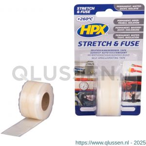 HPX Stretch en Fuse zelfvulkaniserende afdichtingstape transparant 25 mm x 3 m SI2503