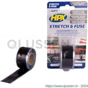 HPX Stretch en Fuse zelfvulkaniserende afdichtingstape zwart 25 mm x 3 m SZ2503