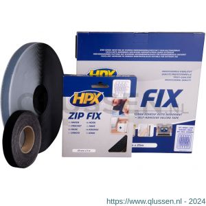 HPX Zip Fix klittenband haak en lus zwart 2x 20 mm x 1 m ZF2001