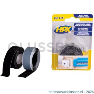 HPX Zip Fix klittenband haak en lus zwart 2 x 20 mm x 1 m ZF2001