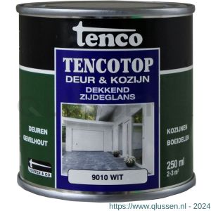 TencoTop Deur en Kozijn houtbeschermingsbeits dekkend zijdeglans RAL 9010 wit 0,25 L blik 11036401