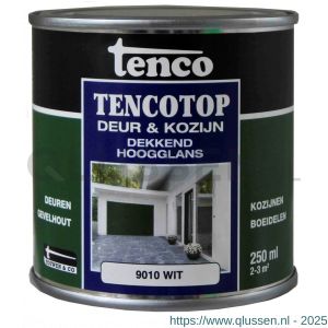 TencoTop Deur en Kozijn houtbeschermingsbeits dekkend hoogglans RAL 9010 wit 0,25 L blik 11046401