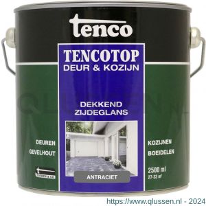 TencoTop Deur en Kozijn houtbeschermingsbeits dekkend zijdeglans antraciet 2,5 L 11032504