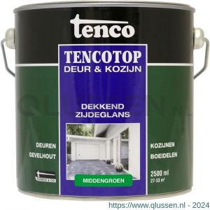 TencoTop Deur en Kozijn houtbeschermingsbeits dekkend zijdeglans middengroen 2,5 L blik 11035204