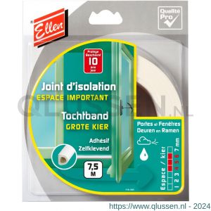 Ellen tochtprofiel tochtband zelfklevend EPDM D-WT 7,5 m grote kier 600501062