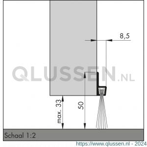 Ellen tochtprofiel opbouw met borstel aluminium IBS-50 300 cm 40700030