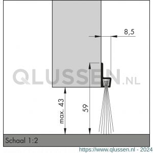 Ellen tochtprofiel opbouw met borstel aluminium IBS-60 300 cm 40900030