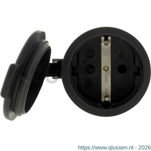 Q-Link contrastekker randaarde rubber 10/16A zwart 00.110.41