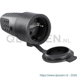 Q-Link contrastekker randaarde rubber 10/16A zwart 00.110.41