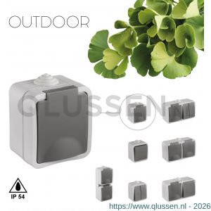Q-Link contactdoos opbouw 1-voudig randaarde spatwaterdicht IP54 grijs 00.944.42