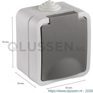 Q-Link contactdoos opbouw 1-voudig randaarde spatwaterdicht IP54 grijs 00.944.42
