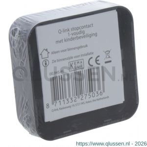 Q-Link contactdoos opbouw 1-voudig met kind-aanraakbeveiliging zwart 00.945.40