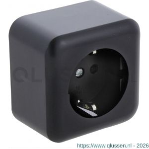Q-Link contactdoos opbouw 1-voudig met kind-aanraakbeveiliging met randaarde zwart 00.945.42