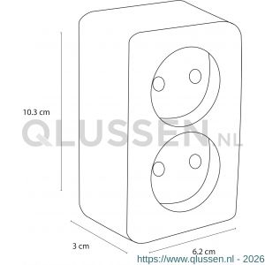 Q-Link contactdoos opbouw 2-voudig met kind-aanraakbeveiliging zwart 00.945.49