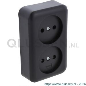 Q-Link contactdoos opbouw 2-voudig met kind-aanraakbeveiliging zwart 00.945.49