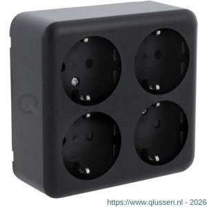 Q-Link contactdoos opbouw 4-voudig met randaarde vierkant zwart 00.945.59
