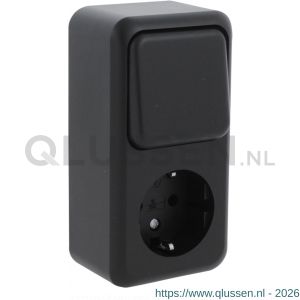 Q-Link contactdoos opbouw combinatie wissel zwart 00.945.68