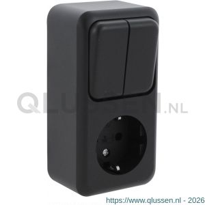 Q-Link contactdoos opbouw combinatie serie zwart 00.945.71