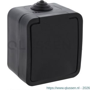Q-Link contactdoos opbouw 1-voudig met randaarde spatwaterdicht IP54 zwart 00.946.42