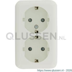 Q-Link contactdoos opbouw 2-voudig met kind-aanraakbeveiliging randaarde polarwit 00.947.07