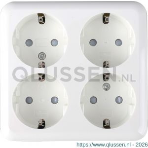Q-Link contactdoos opbouw 4-voudig randaarde vierkant polarwit 00.947.76
