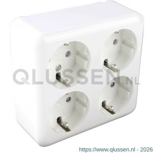 Q-Link contactdoos opbouw 4-voudig randaarde vierkant polarwit 00.947.76