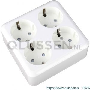 Q-Link contactdoos opbouw 4-voudig randaarde vierkant polarwit 00.947.76