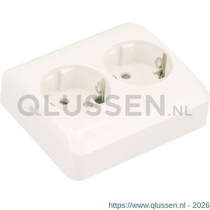 Q-Link contactdoos inbouw 2-voudig met kind-aanraakbeveiliging randaarde polarwit 01.079.50