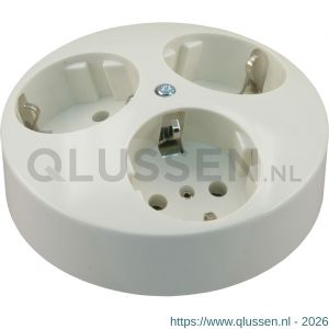 Q-Link contactdoos inbouw 3-voudig met kind-aanraakbeveiliging randaarde polarwit 01.079.56