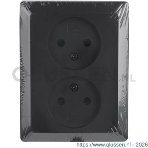 Q-Link contactdoos inbouw 2-voudig met kind-aanraakbeveiliging zwart 01.094.49