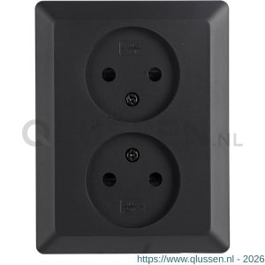 Q-Link contactdoos inbouw 2-voudig met kind-aanraakbeveiliging zwart 01.094.49
