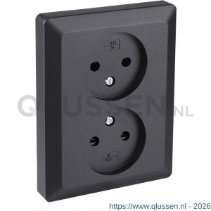 Q-Link contactdoos inbouw 2-voudig met kind-aanraakbeveiliging zwart 01.094.49