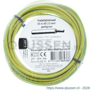 Q-Link installatiedraad VD 2.5 mm2 5 m geel-groen 03.030.10