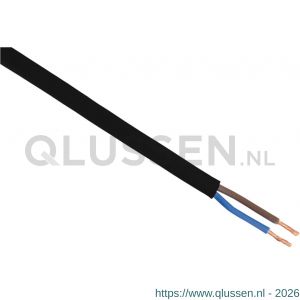 Q-Link huishoudsnoer plat belastbaar tot 1200 W 2x0.75 mm2 20 m zwart 03.030.75