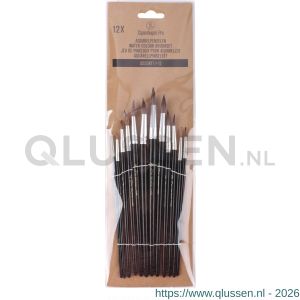Copenhagen Pro aquarelpenselen set maat 1-12 geitenhaar FSC zwart gelakte houten steel 12 delig 23.149.52
