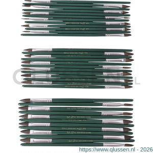 Copenhagen Pro autolakpenselen set maat 1-2-3 Pony haar FSC groen gelakte houten steel 36 delig 23.149.61