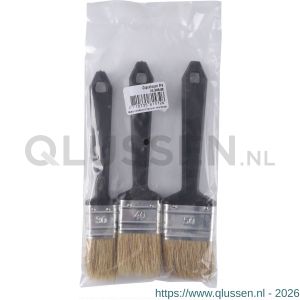 Copenhagen Pro kwastenset wegwerp platte kwast maat 30-40-50 wit Chinees varkenshaar 3-delig kunststof steel 23.900.08