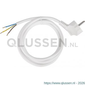 Q-Link aansluitsnoer randaarde 3x1 mm2 2,5 m vinyl kabel binnengebruik maximaal 2500 W wit 55.203.06