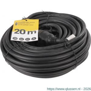 Q-Link tuinverlengsnoer neopreen IP44 spatwaterdicht randaarde maximaal 3500 W 3x1,5 mm2 20 m zwart 55.204.31