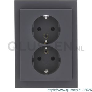 Berker K1 contactdoos inbouw 2-voudig randaarde antraciet 66.022.51