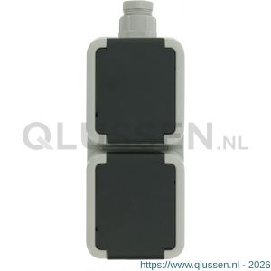 Peha contactdoos opbouw 2-voudig verticaal randaarde wartel M20 grijs 66.028.50