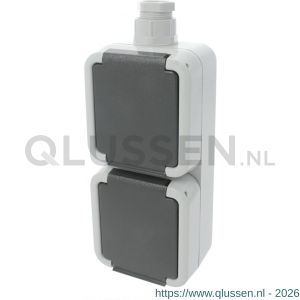 Peha contactdoos opbouw 2-voudig verticaal randaarde wartel M20 grijs 66.028.50