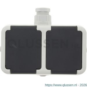 Peha contactdoos opbouw 2-voudig horizontaal randaarde wartel M20 grijs 66.028.51