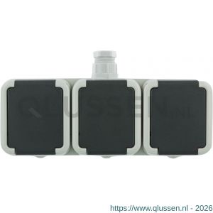 Peha contactdoos opbouw 3-voudig horizontaal randaarde wartel M20 grijs 66.028.55