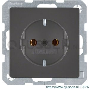 Berker Q1 contactdoos inbouw 1-voudig randaarde antraciet 66.045.42