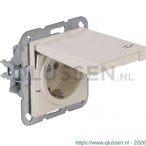 Gira System 55 contactdoos inbouw 1-voudig randaarde met klep crème 66.052.44