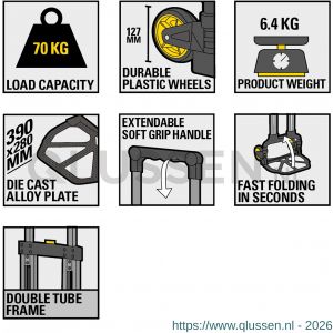 Stanley Fatmax steekwagen vouwbaar aluminium 70 kg FXWT-705 83.500.76