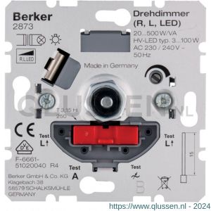 Berker dimmer element inbouw LED 3-100 W/20-500 W universeel druk-wissel 54.028.84